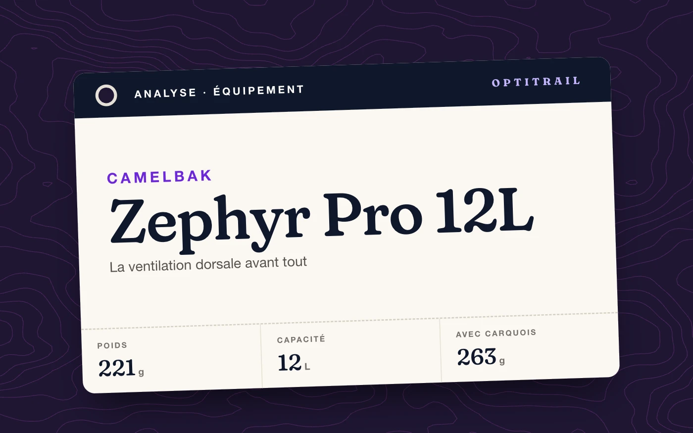CamelBak Zephyr Pro 12L : la ventilation dorsale avant tout